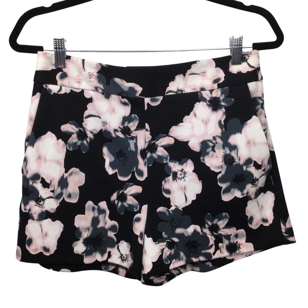 Express Womens Black Pink Floral Feminine Slash Pockets Short Shorts Size 6